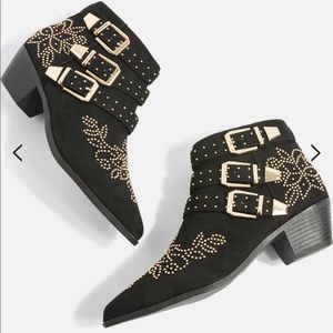 TopShop Black Kowboy studded booties | sz 39| 8.5